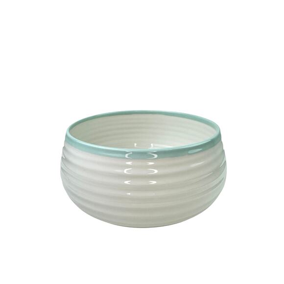 Portmeirion Sophie Conran Carnivale Celadon Aqua Band Large Salad Bowl Ceramic - Picture 2 of 7